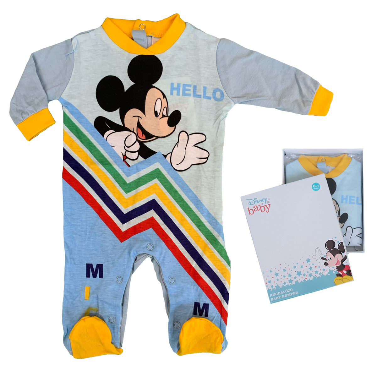 Tutina Lunga con Piedini Mickey Mouse DISNEY Topolino 100% Cotone 0/6 Mesi - Mic1609/4