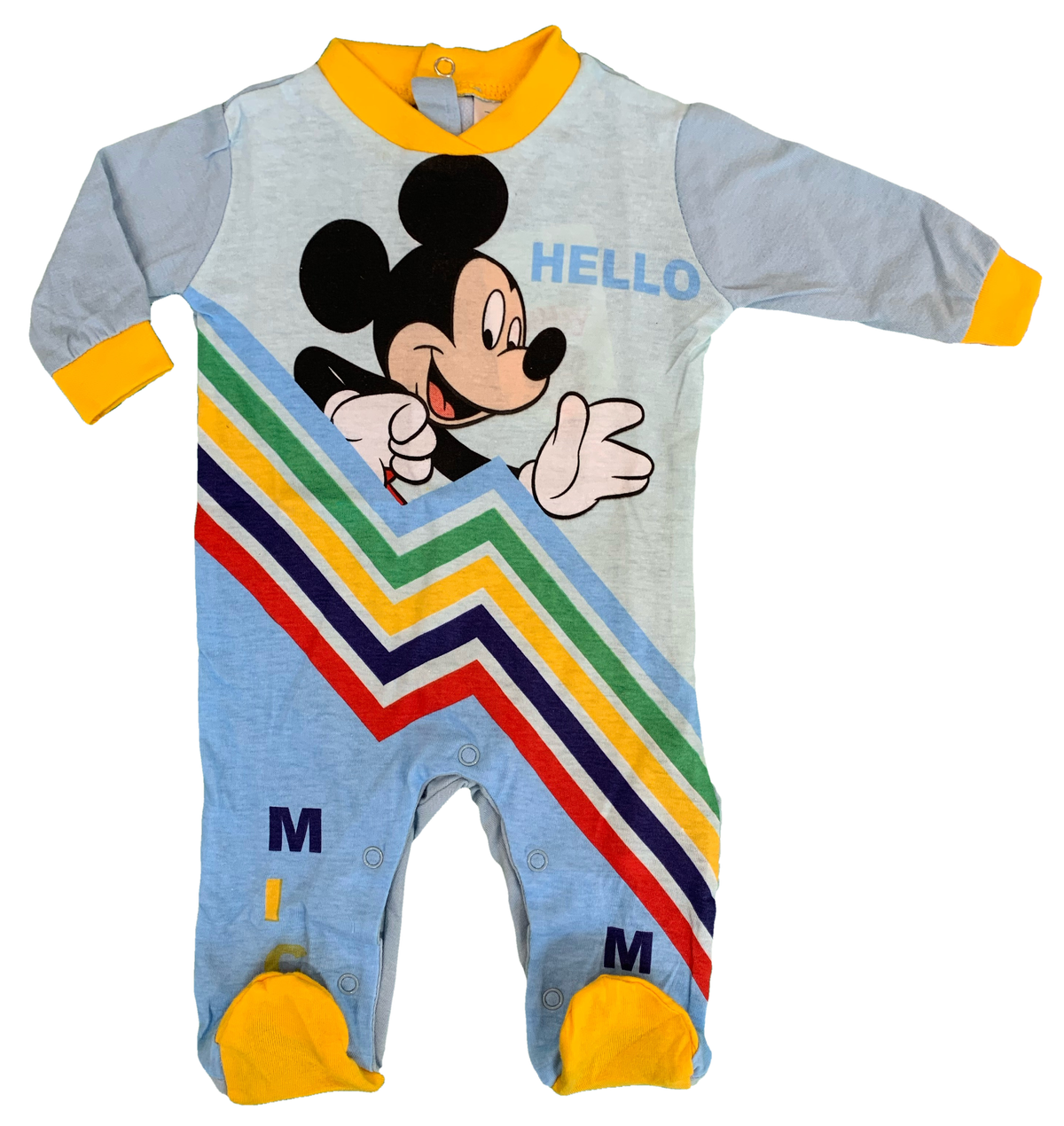 Tutina Lunga con Piedini Mickey Mouse DISNEY Topolino 100% Cotone 0/6 Mesi - Mic1609/4