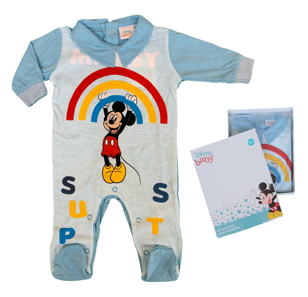 Tutina Lunga con Piedini Mickey Mouse DISNEY Topolino 100% Cotone 0/6 Mesi - Mic1609/6
