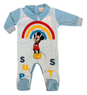 Tutina Lunga con Piedini Mickey Mouse DISNEY Topolino 100% Cotone 0/6 Mesi - Mic1609/6