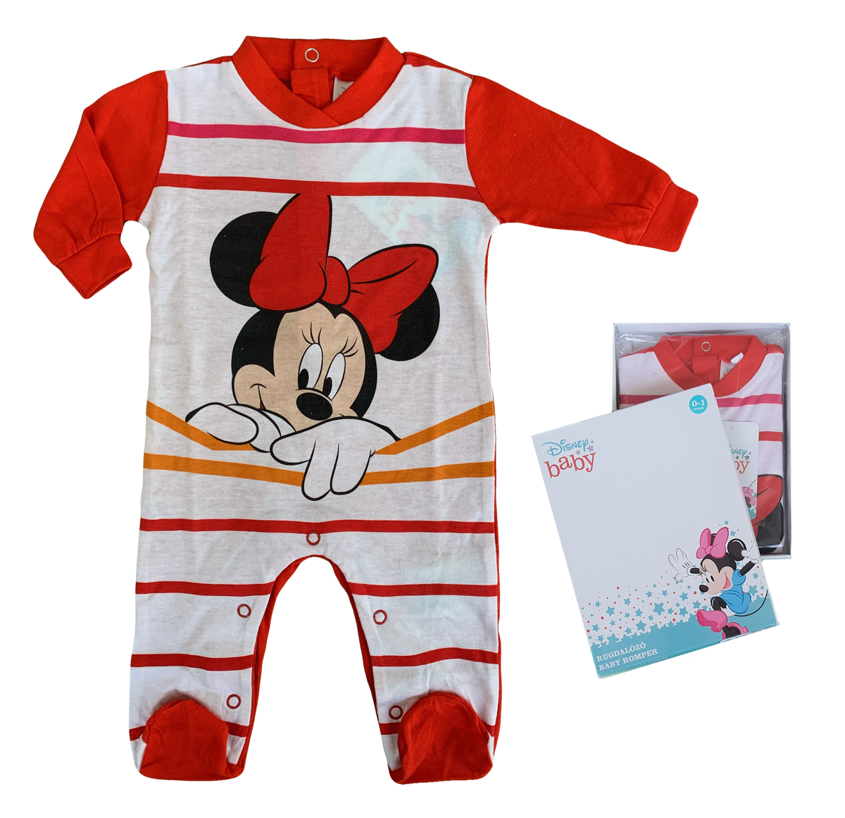 Tutina Lunga con Piedini Minnie Mouse DISNEY 100% Cotone 0/6 Mesi - Min1610/1