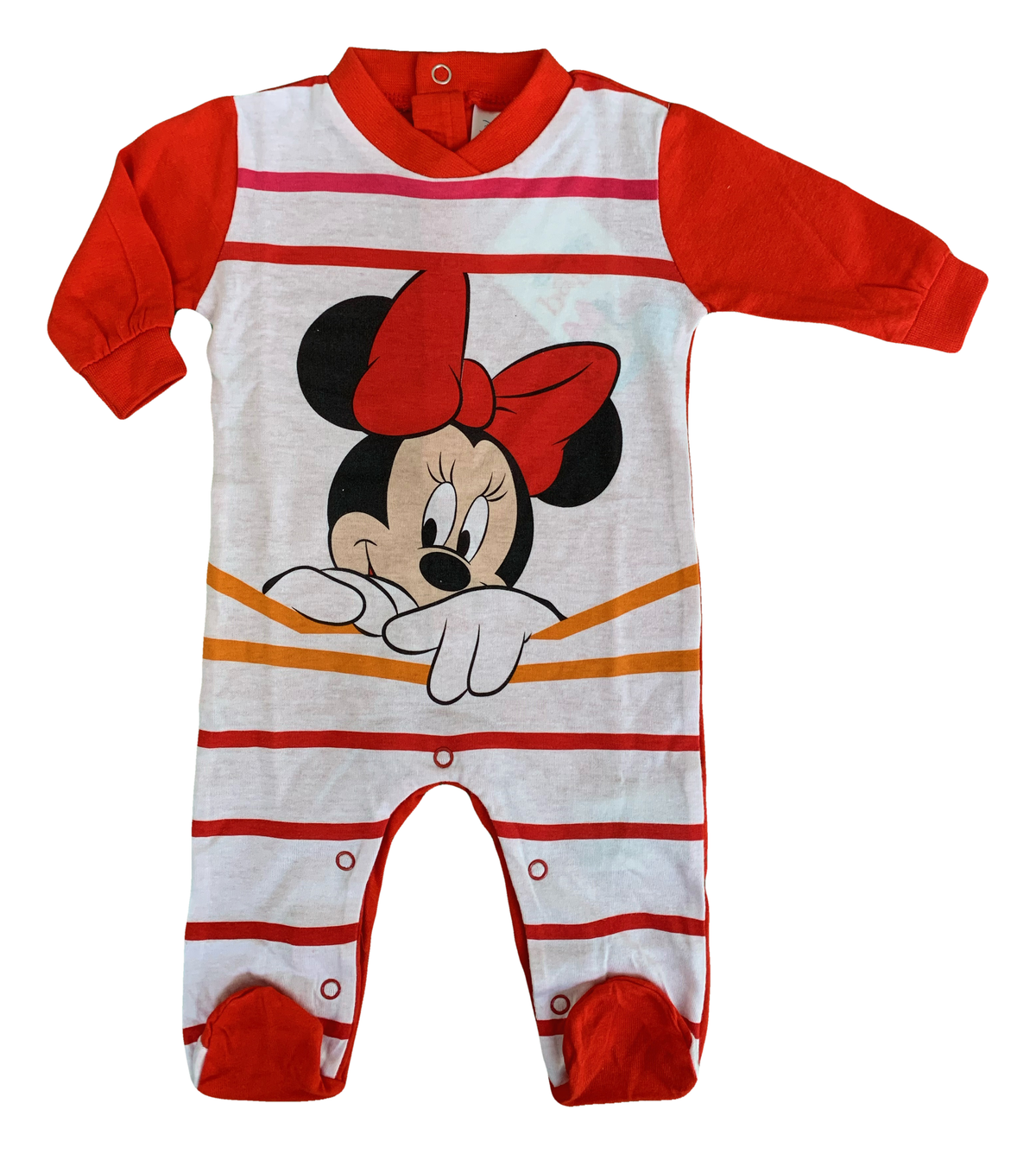 Tutina Lunga con Piedini Minnie Mouse DISNEY 100% Cotone 0/6 Mesi - Min1610/1