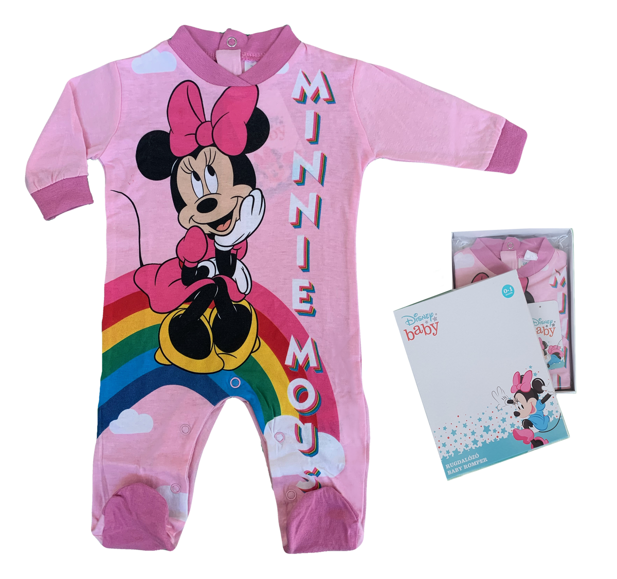 Tutina Lunga con Piedini Minnie Mouse DISNEY 100% Cotone 0/6 Mesi - Min1610/2