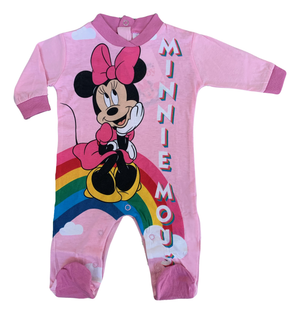 Tutina Lunga con Piedini Minnie Mouse DISNEY 100% Cotone 0/6 Mesi - Min1610/2