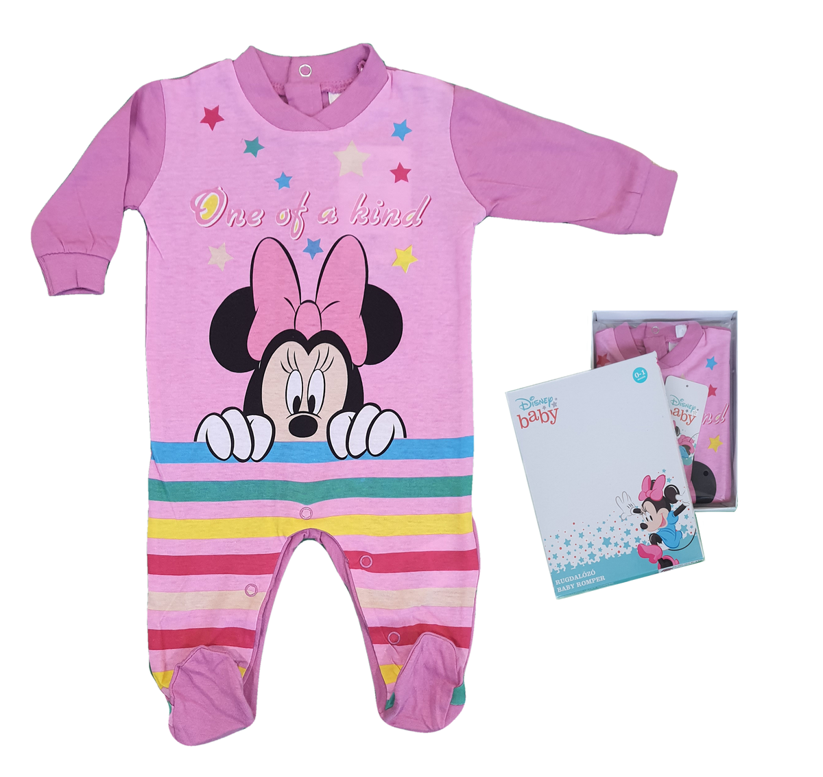 Tutina Lunga con Piedini Minnie Mouse DISNEY 100% Cotone 0/6 Mesi - Min1610/3