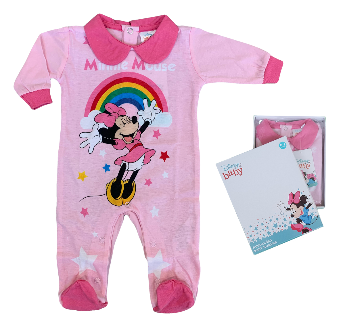 Tutina Lunga con Piedini Minnie Mouse DISNEY 100% Cotone 0/6 Mesi - Min1610/6