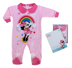 Tutina Lunga con Piedini Minnie Mouse DISNEY 100% Cotone 0/6 Mesi - Min1610/6