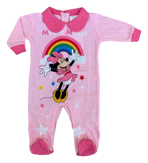 Tutina Lunga con Piedini Minnie Mouse DISNEY 100% Cotone 0/6 Mesi - Min1610/6