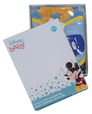 Tutina Lunga con Piedini + Bavetto Mickey Mouse DISNEY Topolino 100% Cotone 0/6 Mesi - Mic1728/2