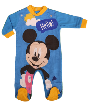 Tutina Lunga con Piedini + Bavetto Mickey Mouse DISNEY Topolino 100% Cotone 0/6 Mesi - Mic1728/3