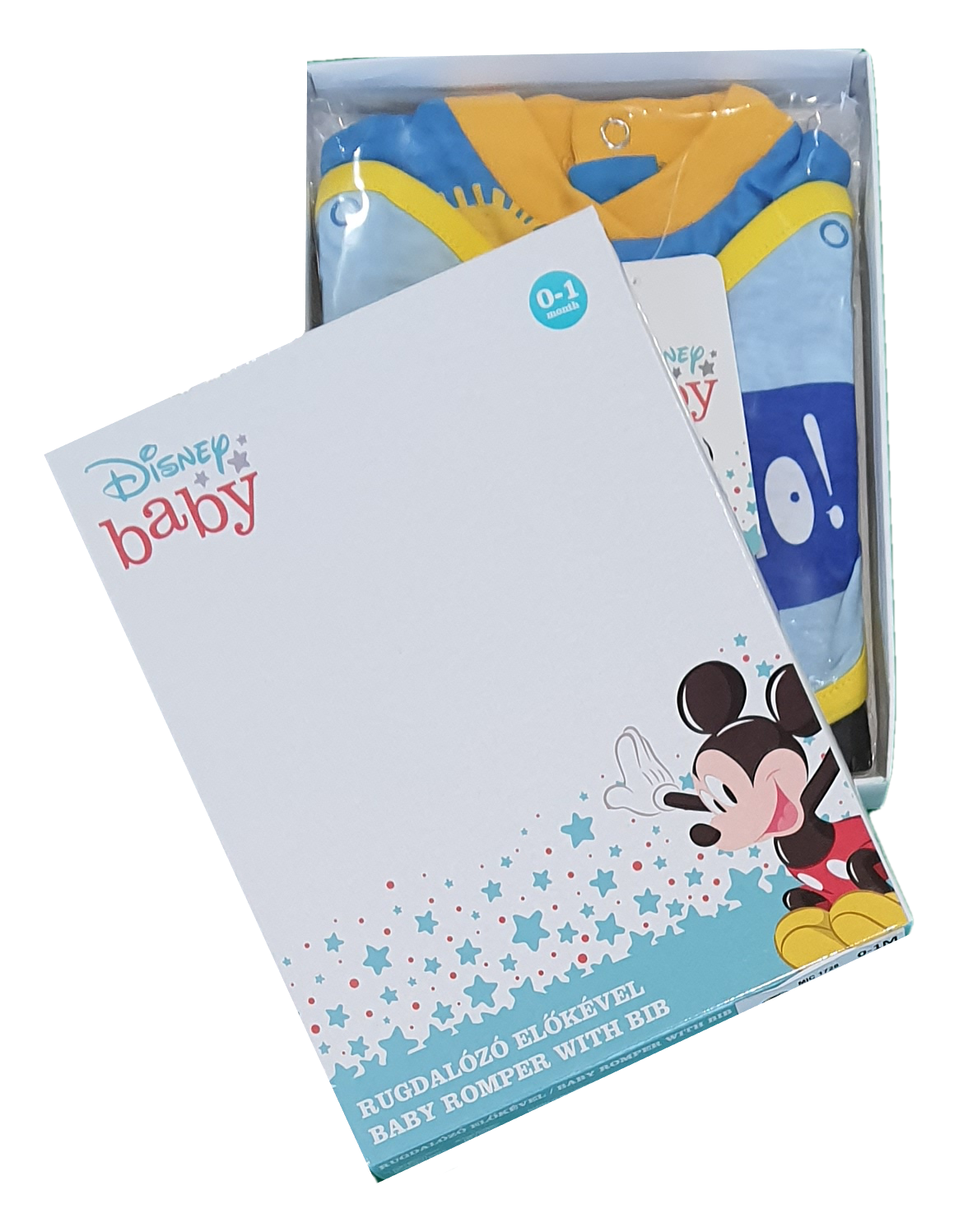 Tutina Lunga con Piedini + Bavetto Mickey Mouse DISNEY Topolino 100% Cotone 0/6 Mesi - Mic1728/3