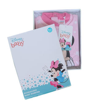 Tutina Lunga con Piedini + Bavetto Minnie Mouse DISNEY 100% Cotone 0/6 Mesi - Min1729/1