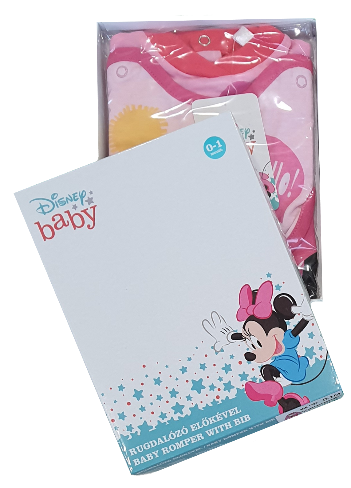 Tutina Lunga con Piedini + Bavetto Minnie Mouse DISNEY 100% Cotone 0/6 Mesi - Min1729/3