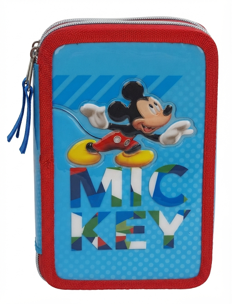 Astuccio Scuola 3d Mickey Mouse DISNEY Topolino Multiscomparto 3 Zip Portacolori Fila Giotto - Mic0632