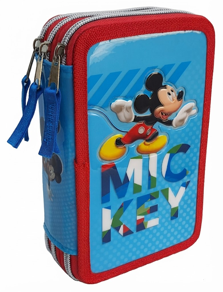 Astuccio Scuola 3d Mickey Mouse DISNEY Topolino Multiscomparto 3 Zip Portacolori Fila Giotto - Mic0632