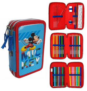 Astuccio Scuola 3d Mickey Mouse DISNEY Topolino Multiscomparto 3 Zip Portacolori Fila Giotto - Mic0632