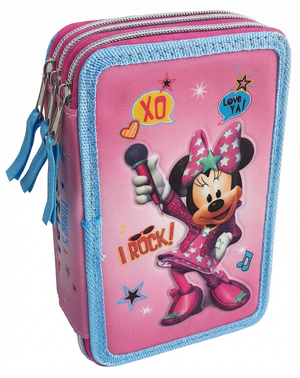 Astuccio Scuola 3d Minnie Mouse DISNEY Multiscomparto 3 Zip Portacolori Fila Giotto - Min0632