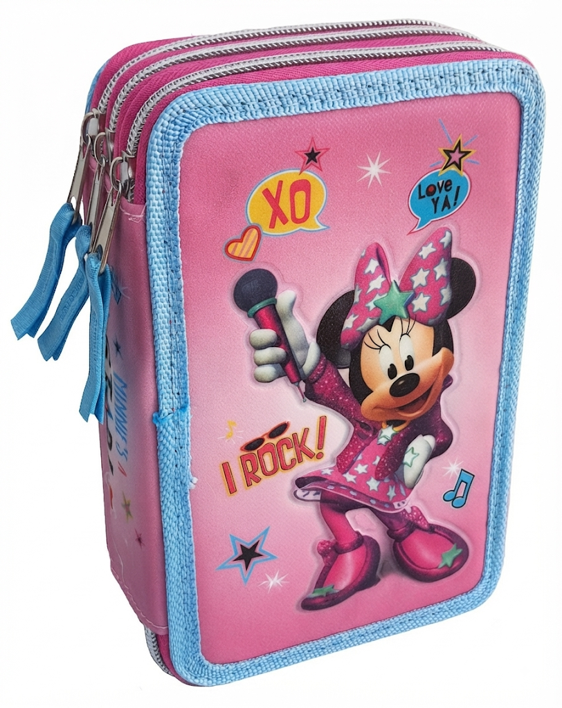 Astuccio Scuola 3d Minnie Mouse DISNEY Multiscomparto 3 Zip Portacolori Fila Giotto - Min0632