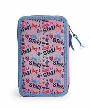 Astuccio Scuola 3d Minnie Mouse DISNEY Multiscomparto 3 Zip Portacolori Fila Giotto - Min0632