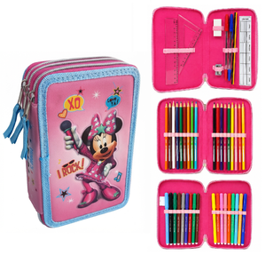 Astuccio Scuola 3d Minnie Mouse DISNEY Multiscomparto 3 Zip Portacolori Fila Giotto - Min0632