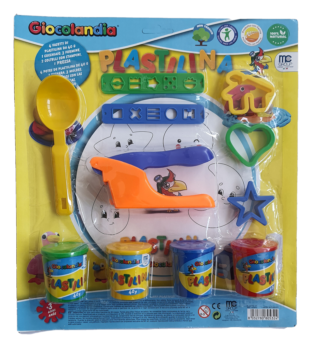 Set Attivita' 11 Pezzi Bambino Stampini e Strumenti con Plastilina Plastichina - Gl0075