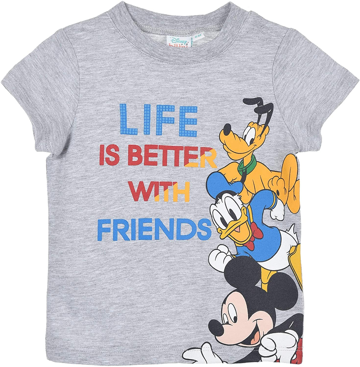 T-Shirt M.c. Mickey Mouse DISNEY Topolino Maglietta Neonato Bambino Sun City 6/24 Mesi - Ue0062grigio