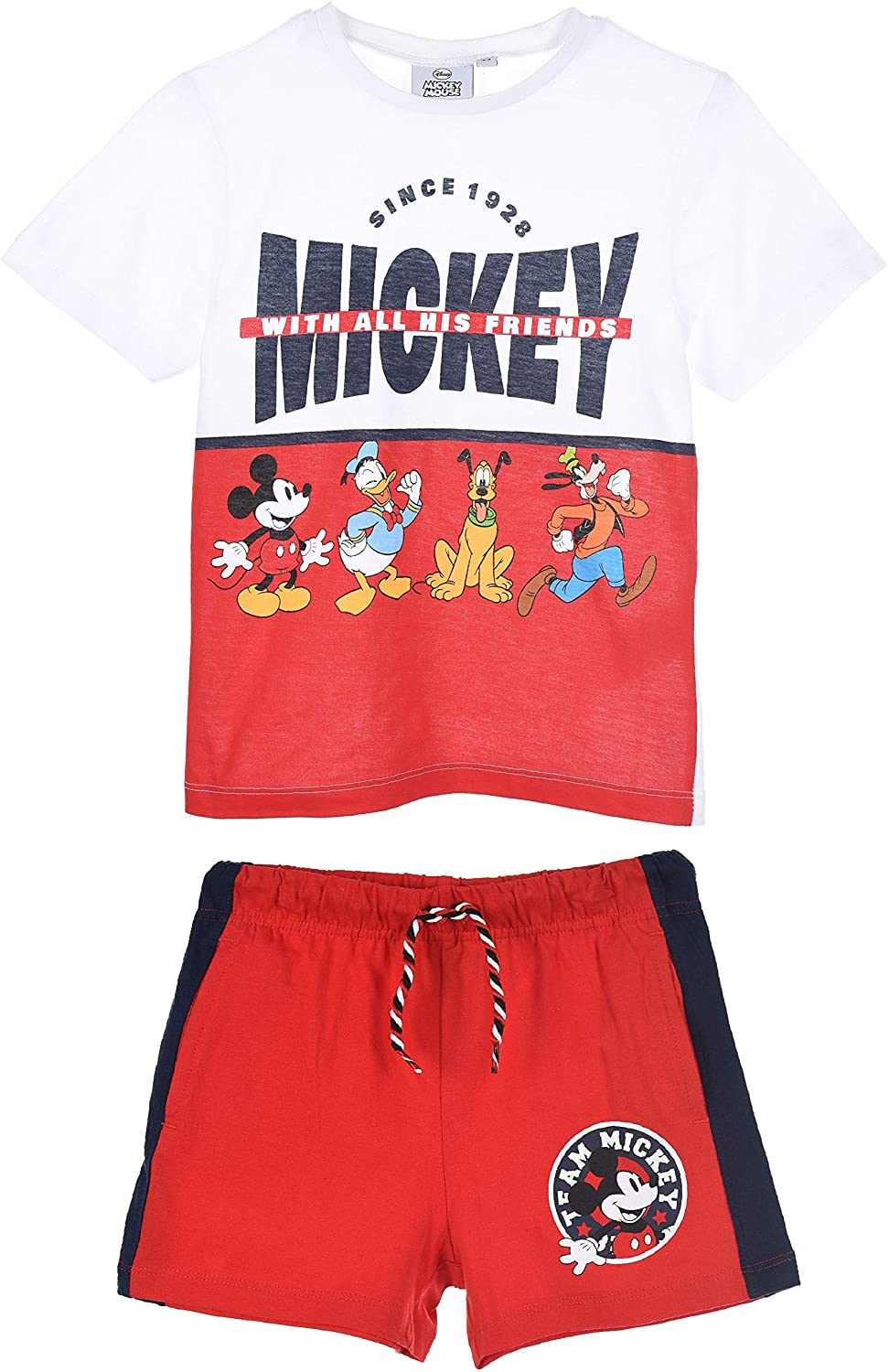 Completo Estivo Mickey Mouse DISNEY Topolino Short + T-Shirt Bambino Sun City 3/8 Anni - Ue1162rosso