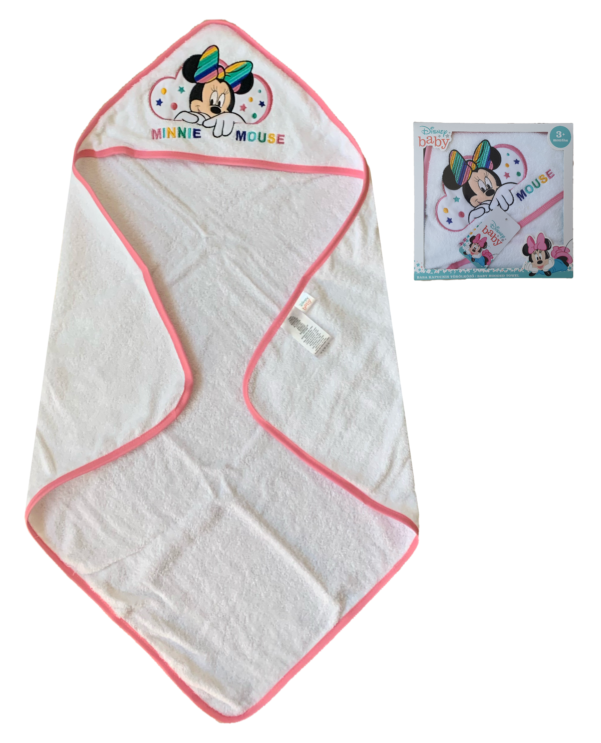Accappatoio Triangolo Minnie Mouse DISNEY Neonato Bambina Asciugamano in Cotone - Min1727/1