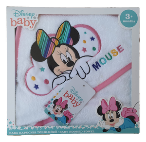 Accappatoio Triangolo Minnie Mouse DISNEY Neonato Bambina Asciugamano in Cotone - Min1727/1