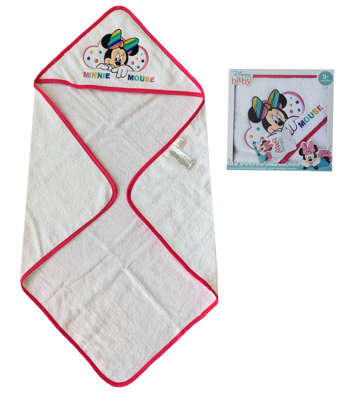 Accappatoio Triangolo Minnie Mouse DISNEY Neonato Bambina Asciugamano in Cotone - Min1727/2