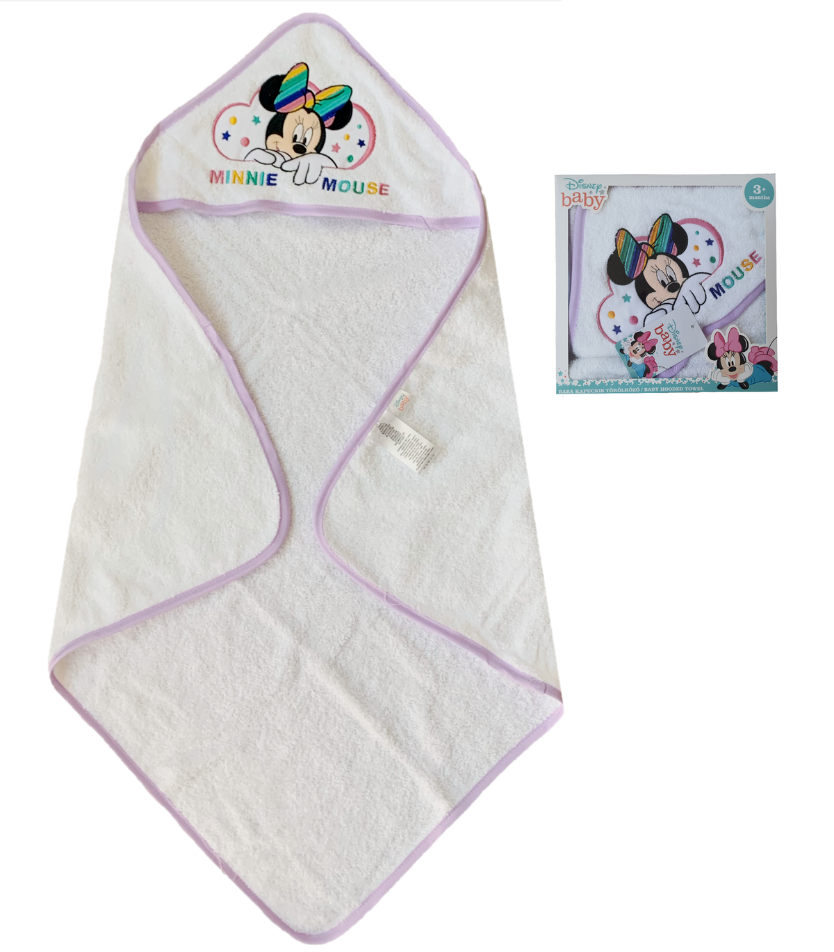 Accappatoio Triangolo Minnie Mouse DISNEY Neonato Bambina Asciugamano in Cotone - Min1727/3