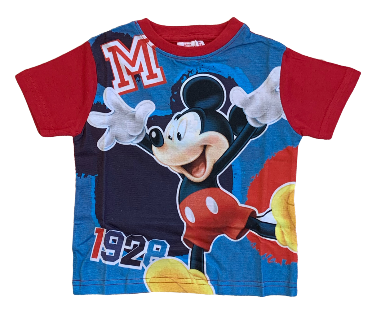 Completo Estivo Mickey Mouse DISNEY Topolino Short + T-Shirt Bambino 2/6 Anni - Mic2022-0760rosso