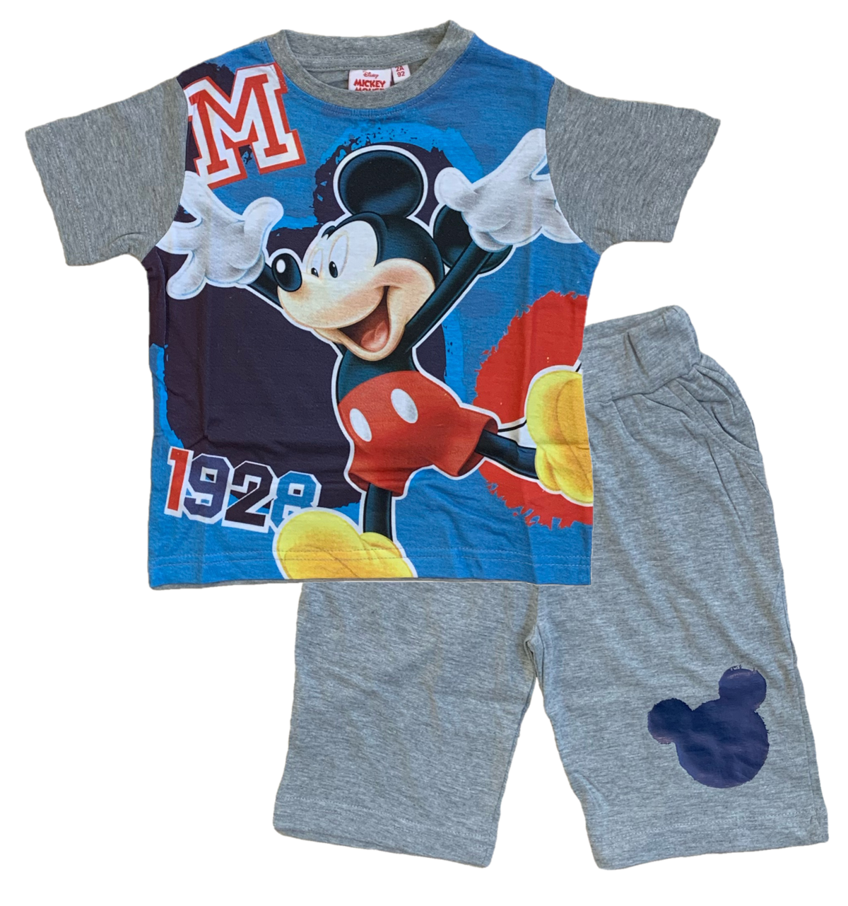 Completo Estivo Mickey Mouse DISNEY Topolino Short + T-Shirt Bambino 2/6 Anni - Mic2022-0760grigio