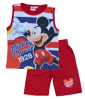 Completo Estivo Mickey Mouse DISNEY Topolino Short + Canotta Bambino 2/6 Anni - Mic2022-0538rosso