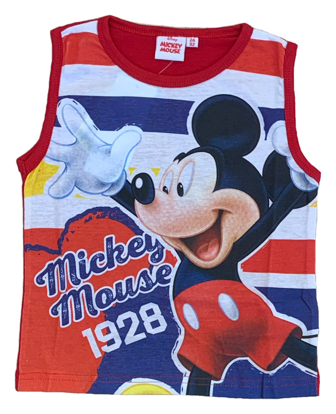 Completo Estivo Mickey Mouse DISNEY Topolino Short + Canotta Bambino 2/6 Anni - Mic2022-0538rosso