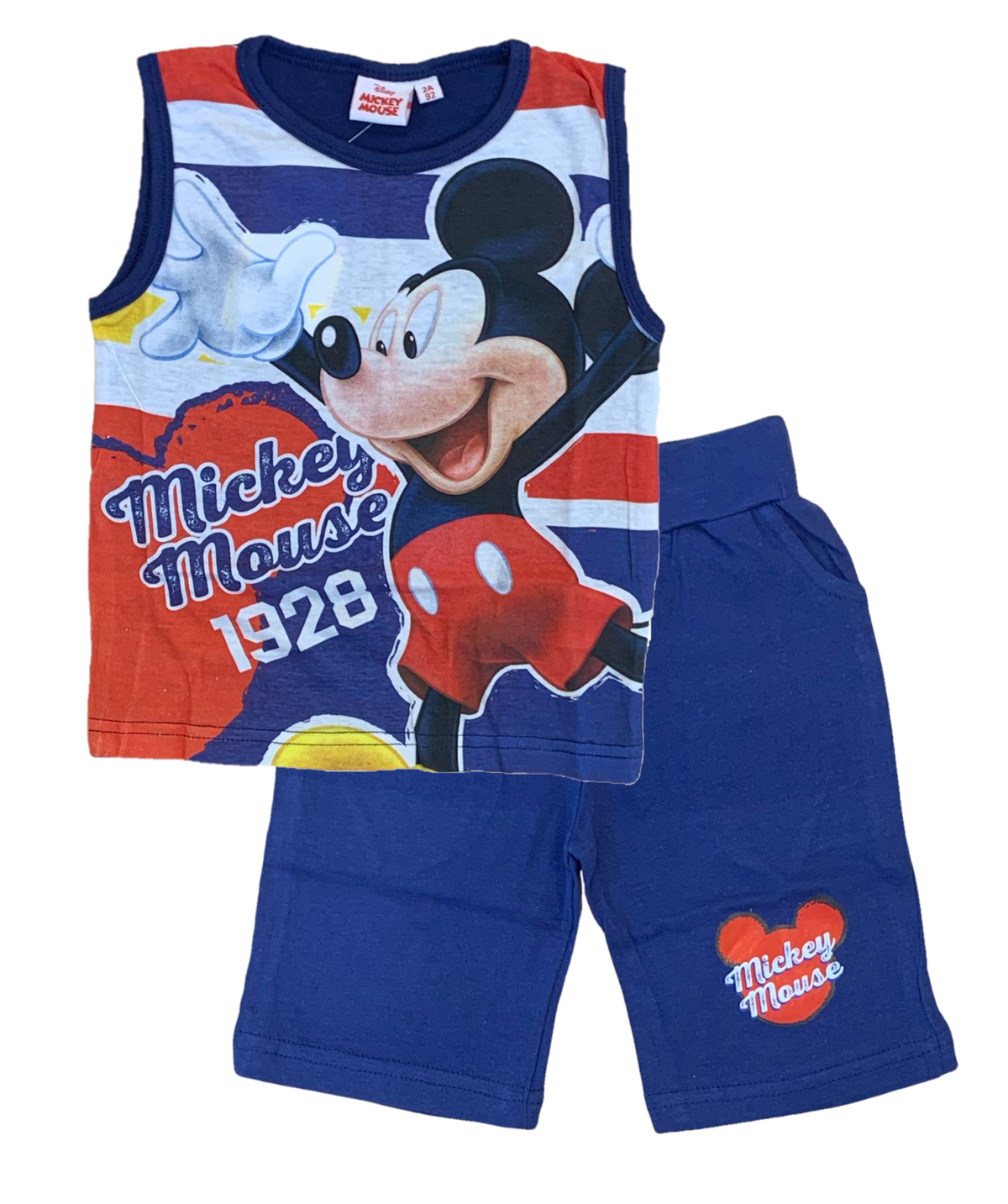 Completo Estivo Mickey Mouse DISNEY Topolino Short + Canotta Bambino 2/6 Anni - Mic2022-0538blu