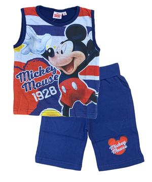 Completo Estivo Mickey Mouse DISNEY Topolino Short + Canotta Bambino 2/6 Anni - Mic2022-0538blu