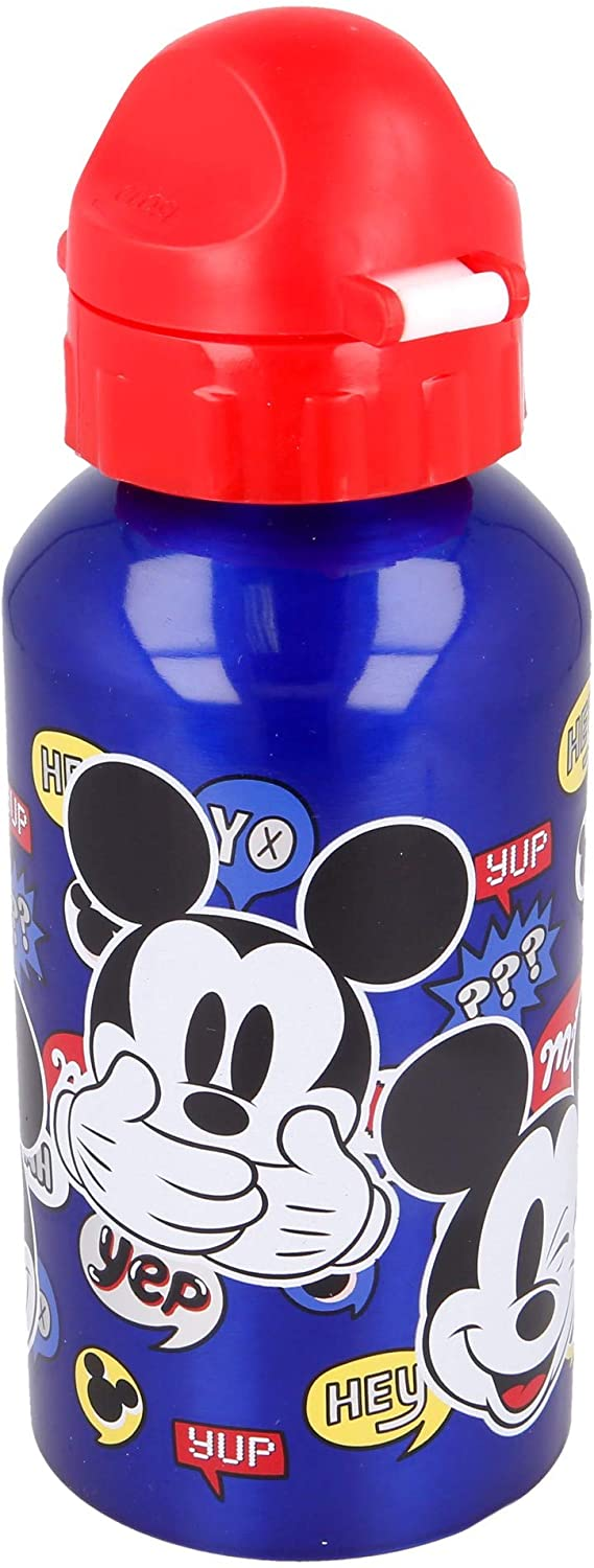 Borraccia in Alluminio Mickey Mouse DISNEY Topolino con Beccuccio e Coperchio 500 Ml - St50139