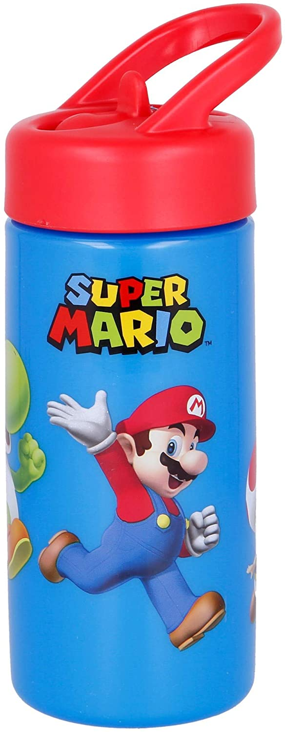 Borraccia Super Mario Videogioco Luigi Peach Yoshi Toad con Beccuccio Ripiegabile Ml. 410 - St21401