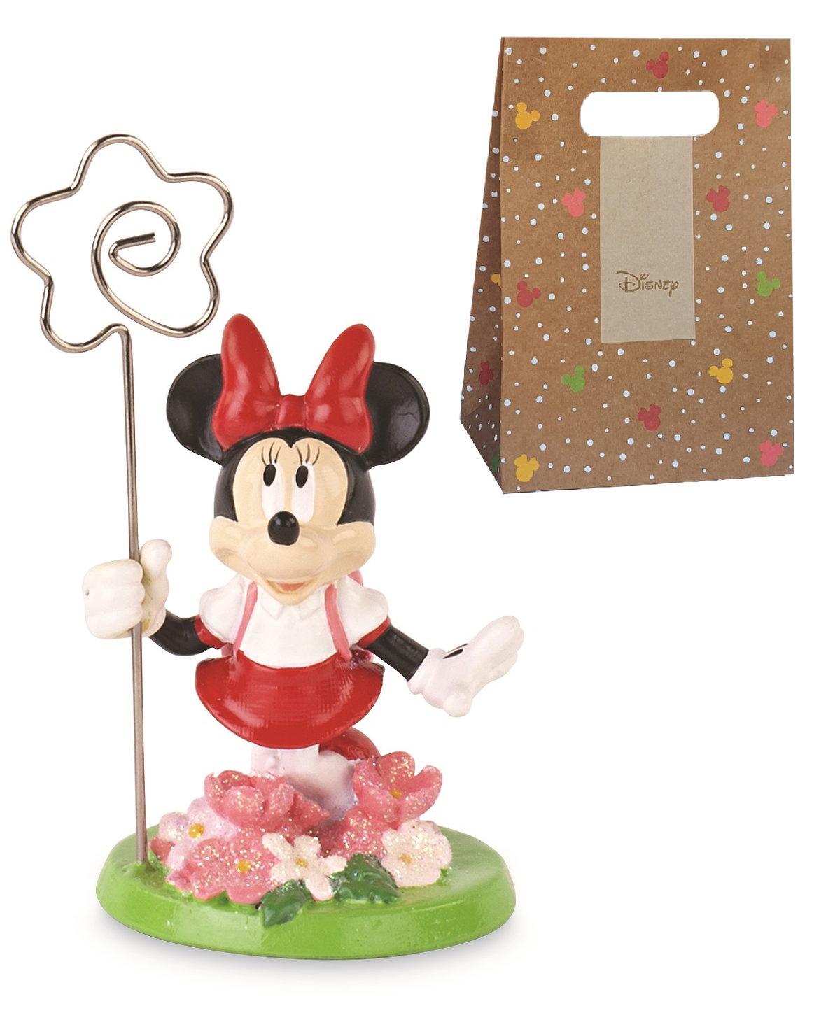 Statuina Portafoto Minnie DISNEY Flowers in Resina Smaltata con Borsetta 9 CM - 69585m