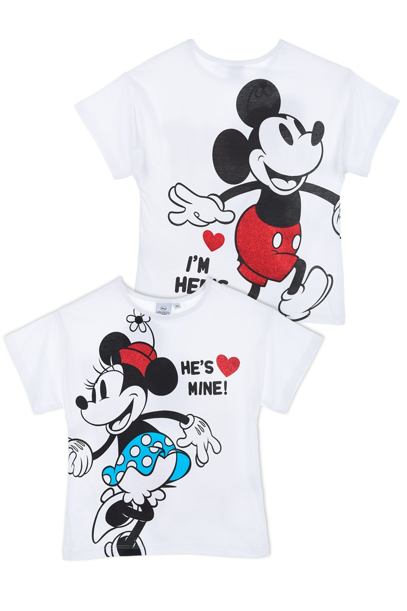T-Shirt M.c. Mickey & Minnie Mouse DISNEY Topolino Maglietta Bambina Sun City 3/8 Anni - Ue1046bianco