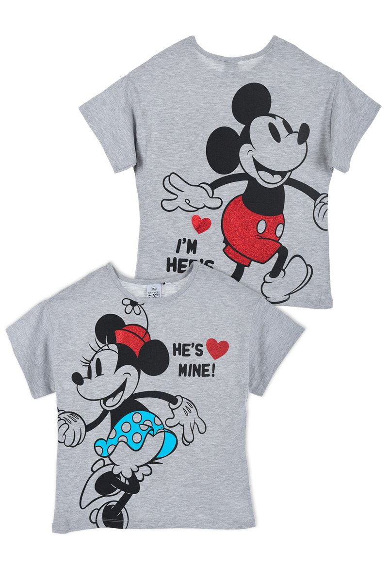 T-Shirt M.c. Mickey & Minnie Mouse DISNEY Topolino Maglietta Bambina Sun City 3/8 Anni - Ue1046grigio
