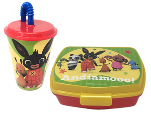 Set Bing Coniglietto Bicchiere con Cannuccia + Portamerenda Bpa Free - Bing21/2pz