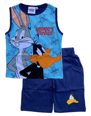 Completo Estivo Looney Tunes Bugs Bunny Duffy Duck Short + Caotta Bambino 3/8 Anni - Loo21-0595