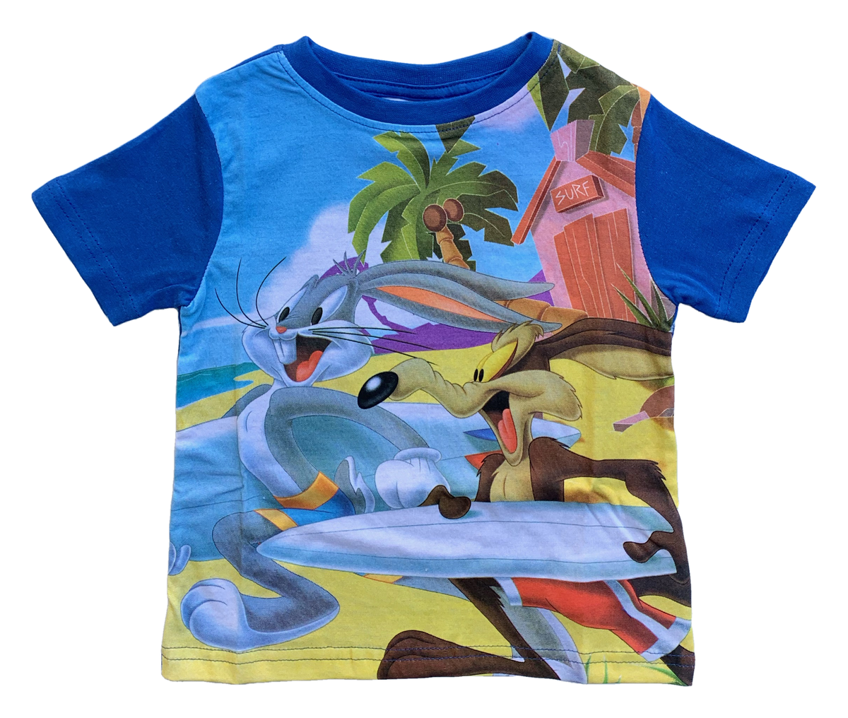 Completo Estivo Looney Tunes Bugs Bunny Willy il Coyote Short + T-Shirt Bambino 3/8 Anni - Loo21-0594