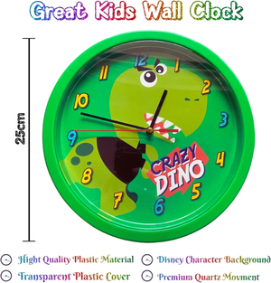 Orologio Crazy Dino Dinosauri da Parete Diametro Cm. 24 - Kl10770