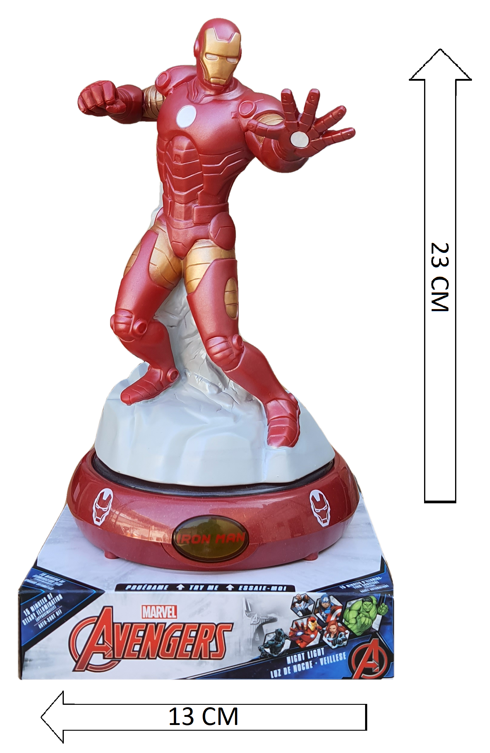 Lampada 3d Iron Man MARVEL Avengers Comodino Luce LED a Batterie - Mv15912