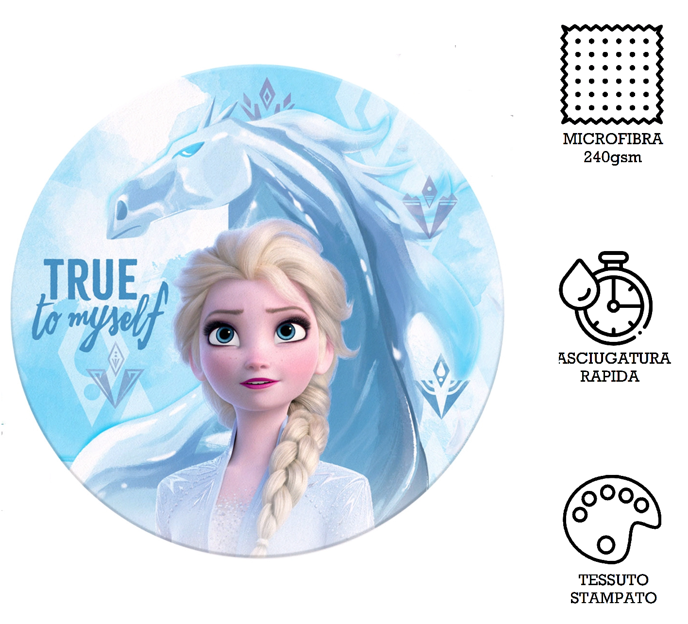 Telo Mare Rotondo Frozen Ii DISNEY Elsa Asciugamano in Microcotone Cm. 150 - Wd21000