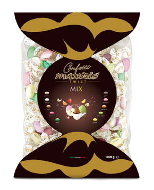 Confetti Maxtris Twist Mix Cioccolato Bianco Latte Fondente Mandorla Monoporzione 1 Kg Confettata - Twmaxmix