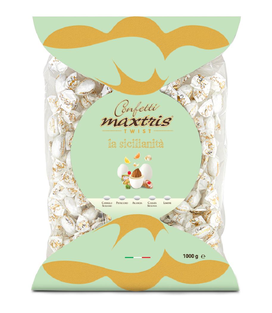 Confetti Maxtris Twist Sicilianità Cioccolato Bianco Fondente Mandorla Monoporzione 1 Kg Confettata - Twmaxsic